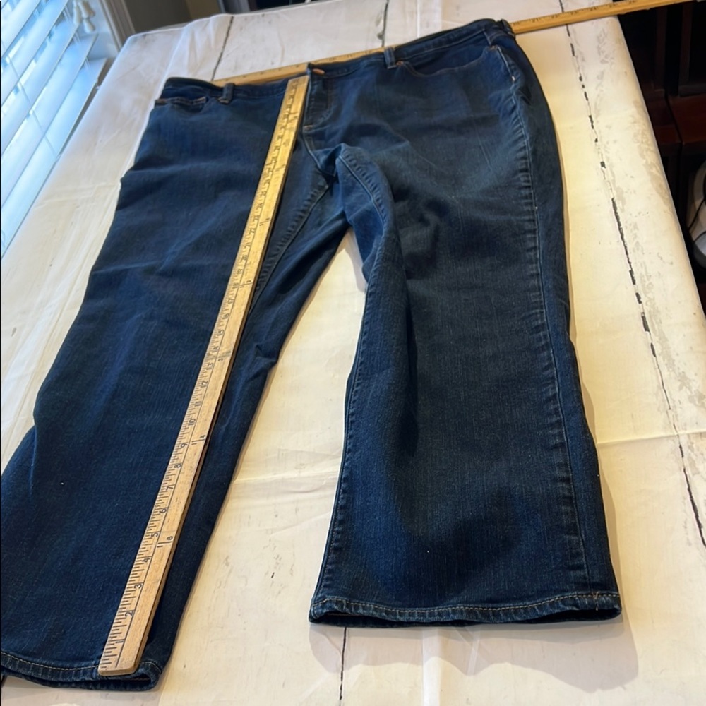 Lands' End Women's Straight Leg Jeans - Dark Blue - Picture 6 of 7